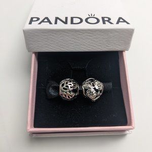 AUTHENTIC PANDORA CHARMS OPENWORK LEAVES & FLORAL HEART PADLOCK BOTH RETIRED